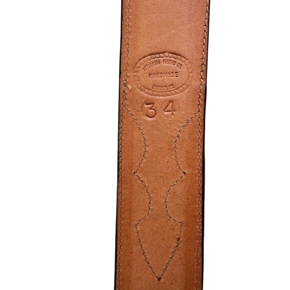 Appaloosa Trading Co Handmade Tooled Leather Belt Man Black Brown 34 - Picture 5 of 8